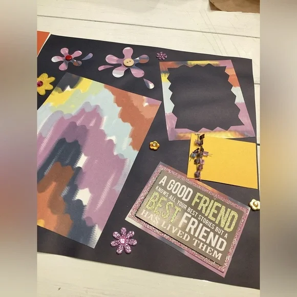 12x12 Pre-Made Friends Colorful Scrapbook Pages Set (4 pages) - Picture 6 of 7